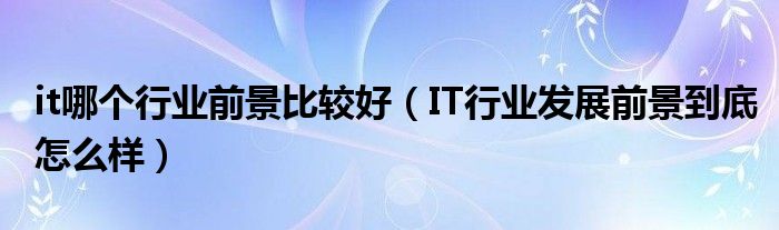 it哪个行业前景比较好(IT行业发展前景到底怎么样)