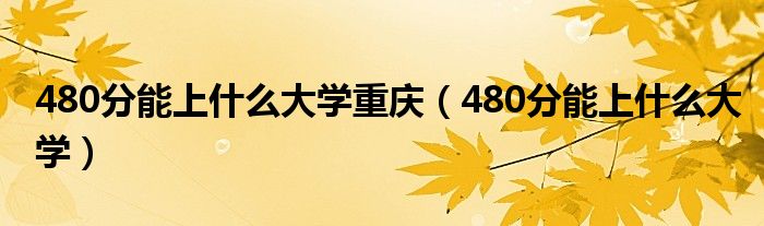 480分能上什么大学重庆(480分能上什么大学)