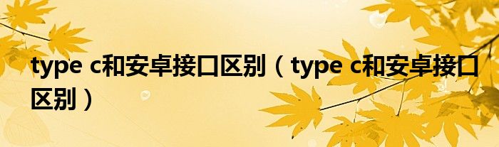 type c和安卓接口区别（type c和安卓接口区别）