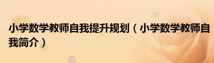 小学数学教师自我提升规划(小学数学教师自我简介)