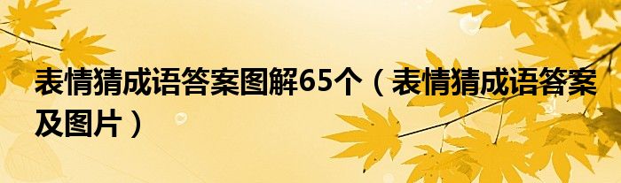 表情猜成语答案图解65个(表情猜成语答案及图片)