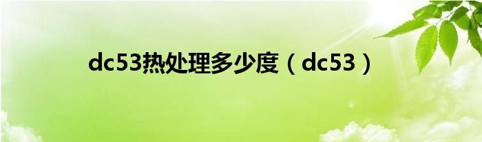 dc53热处理多少度(dc53)