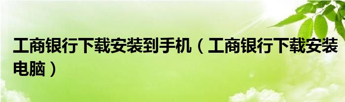 工商银行下载安装到手机(工商银行下载安装电脑)