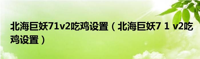 北海巨妖71v2吃鸡设置(北海巨妖7 1 v2吃鸡设置)