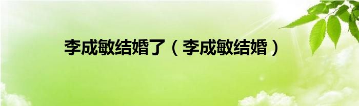 李成敏结婚了(李成敏结婚)