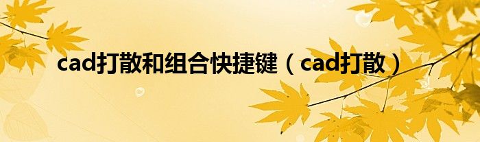 cad打散和组合快捷键(cad打散)