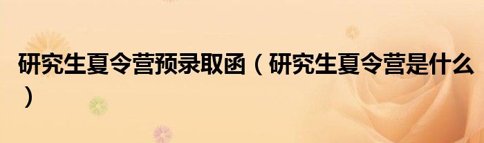 研究生夏令营预录取函(研究生夏令营是什么)