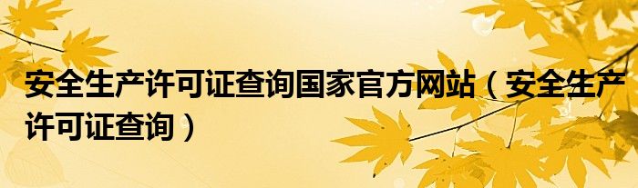 安全生产许可证查询国家官方网站(安全生产许可证查询)