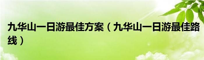 九华山一日游最佳方案(九华山一日游最佳路线)