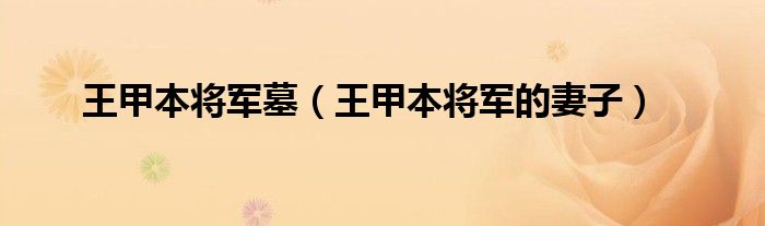 王甲本将军墓(王甲本将军的妻子)