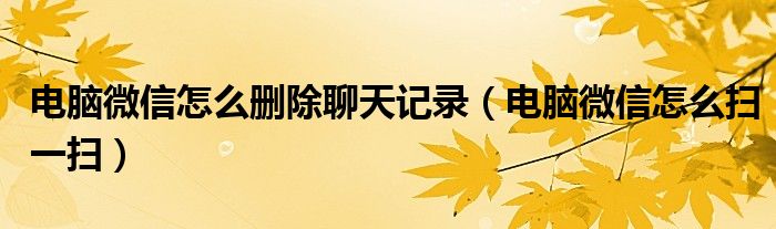 电脑微信怎么删除聊天记录(电脑微信怎么扫一扫)