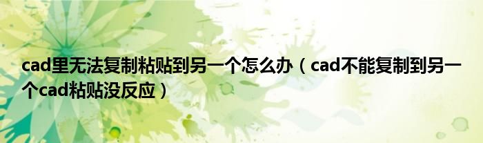 cad里无法复制粘贴到另一个怎么办(cad不能复制到另一个cad粘贴没反应)