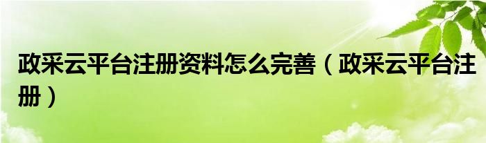 政采云平台注册资料怎么完善(政采云平台注册)