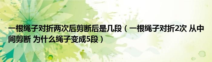 一根绳子对折两次后剪断后是几段(一根绳子对折2次 从中间剪断 为什么绳子变成5段)