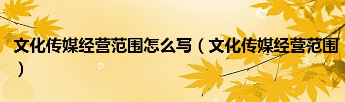 文化传媒经营范围怎么写(文化传媒经营范围)
