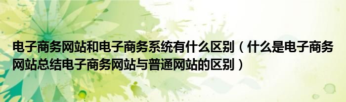 电子商务网站和电子商务系统有什么区别(什么是电子商务网站总结电子商务网站与普通网站的区别)