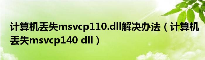 计算机丢失msvcp110.dll解决办法(计算机丢失msvcp140 dll)