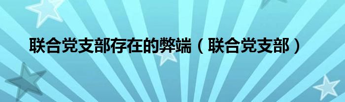 联合党支部存在的弊端(联合党支部)
