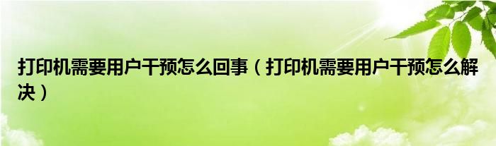 打印机需要用户干预怎么回事(打印机需要用户干预怎么解决)
