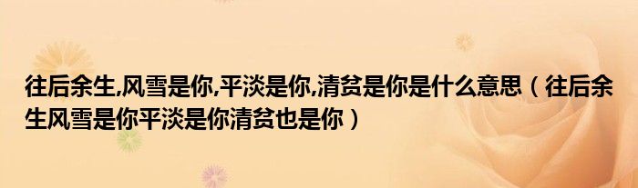 往后余生,风雪是你,平淡是你,清贫是你是什么意思(往后余生风雪是你平淡是你清贫也是你)