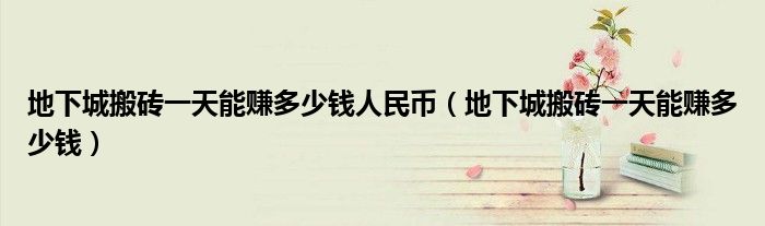 地下城搬砖一天能赚多少钱人民币(地下城搬砖一天能赚多少钱)