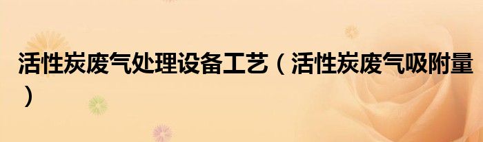 活性炭废气处理设备工艺(活性炭废气吸附量)