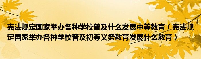 宪法规定国家举办各种学校普及什么发展中等教育(宪法规定国家举办各种学校普及初等义务教育发展什么教育)