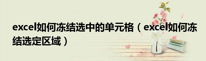 excel如何冻结选中的单元格(excel如何冻结选定区域)