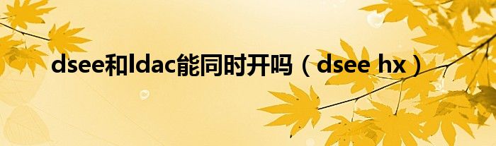 dsee和ldac能同时开吗(dsee hx)