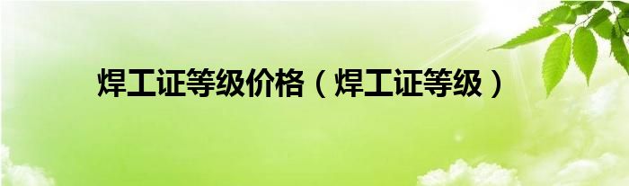 焊工证等级价格(焊工证等级)