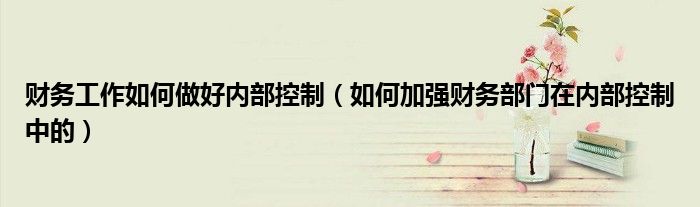 财务工作如何做好内部控制(如何加强财务部门在内部控制中的)