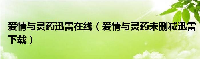 爱情与灵药迅雷在线(爱情与灵药未删减迅雷下载)