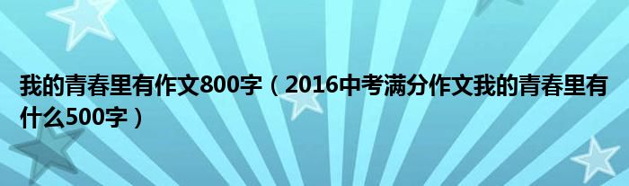 我的青春里有作文800字(2016中考满分作文我的青春里有什么500字)