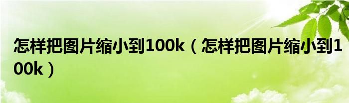 怎样把图片缩小到100k(怎样把图片缩小到100k)
