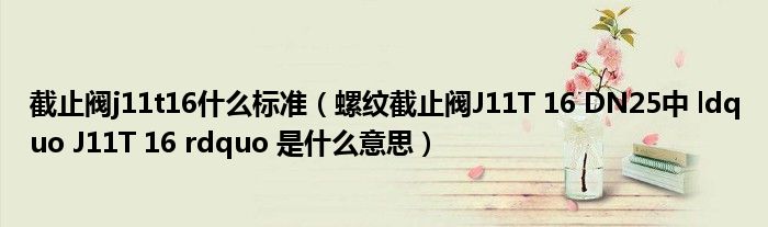 截止阀j11t16什么标准(螺纹截止阀J11T 16 DN25中 ldquo J11T 16 rdquo 是什么意思)
