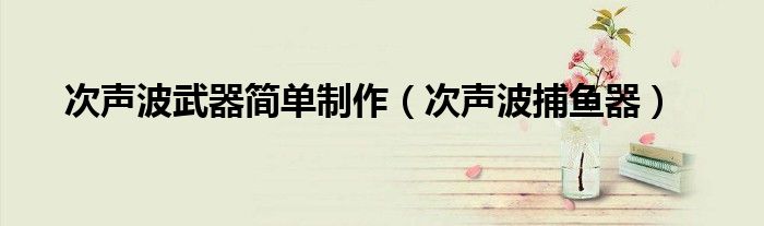 次声波武器简单制作(次声波捕鱼器)