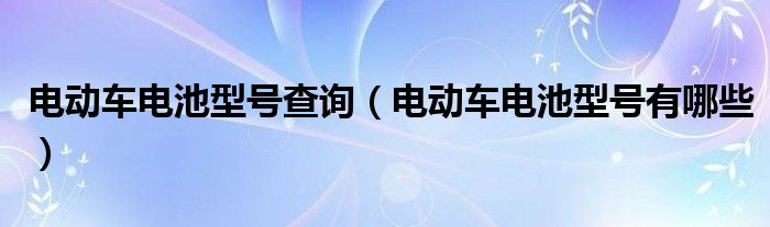 电动车电池型号查询(电动车电池型号有哪些)