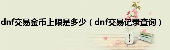 dnf交易金币上限是多少(dnf交易记录查询)