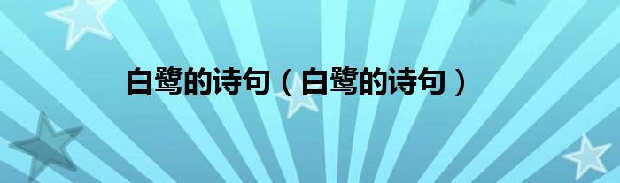 白鹭的诗句(白鹭的诗句)