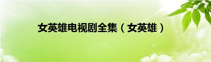 女英雄电视剧全集(女英雄)