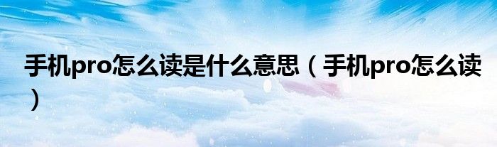 手机pro怎么读是什么意思(手机pro怎么读)