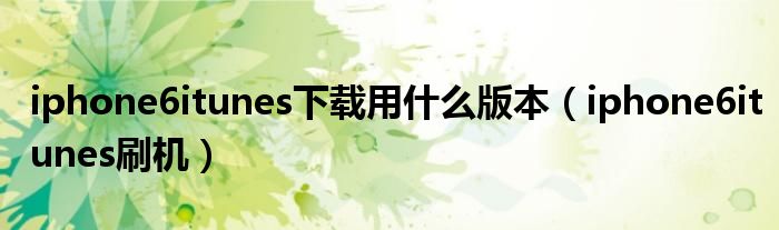 iphone6itunes下载用什么版本(iphone6itunes刷机)