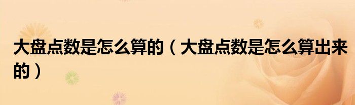 大盘点数是怎么算的(大盘点数是怎么算出来的)