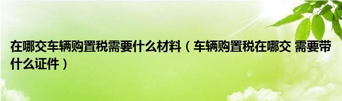 在哪交车辆购置税需要什么材料(车辆购置税在哪交 需要带什么证件)