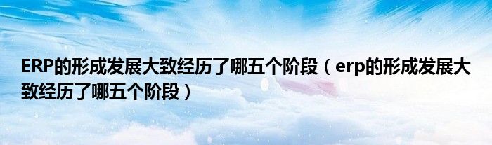 ERP的形成发展大致经历了哪五个阶段(erp的形成发展大致经历了哪五个阶段)