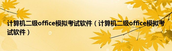 计算机二级office模拟考试软件(计算机二级office模拟考试软件)
