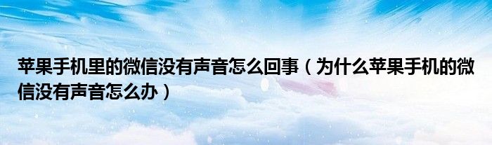 苹果手机里的微信没有声音怎么回事(为什么苹果手机的微信没有声音怎么办)
