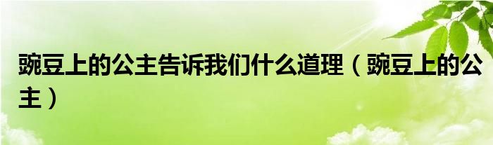 豌豆上的公主告诉我们什么道理(豌豆上的公主)