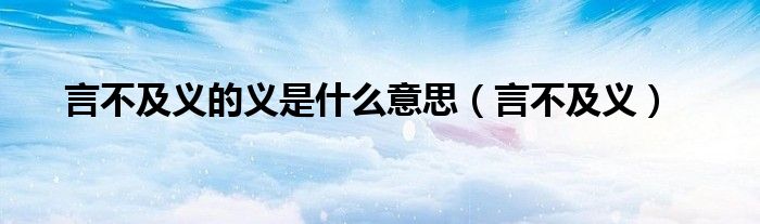 言不及义的义是什么意思(言不及义)