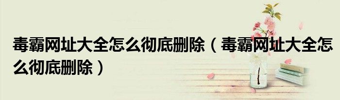 毒霸网址大全怎么彻底删除(毒霸网址大全怎么彻底删除)